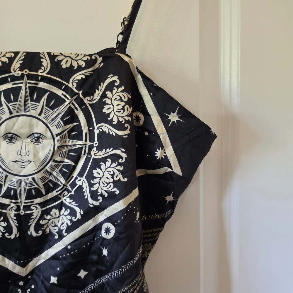Forever 21 XL Celestial Sun Scarf Print Cami Top Whimsigoth Boho NWT Black - Picture 3 of 9
